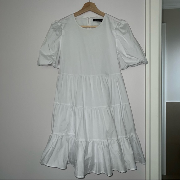 Dynamite Francesca Poplin Trapeze Dress XS White - Picture 2 of 3